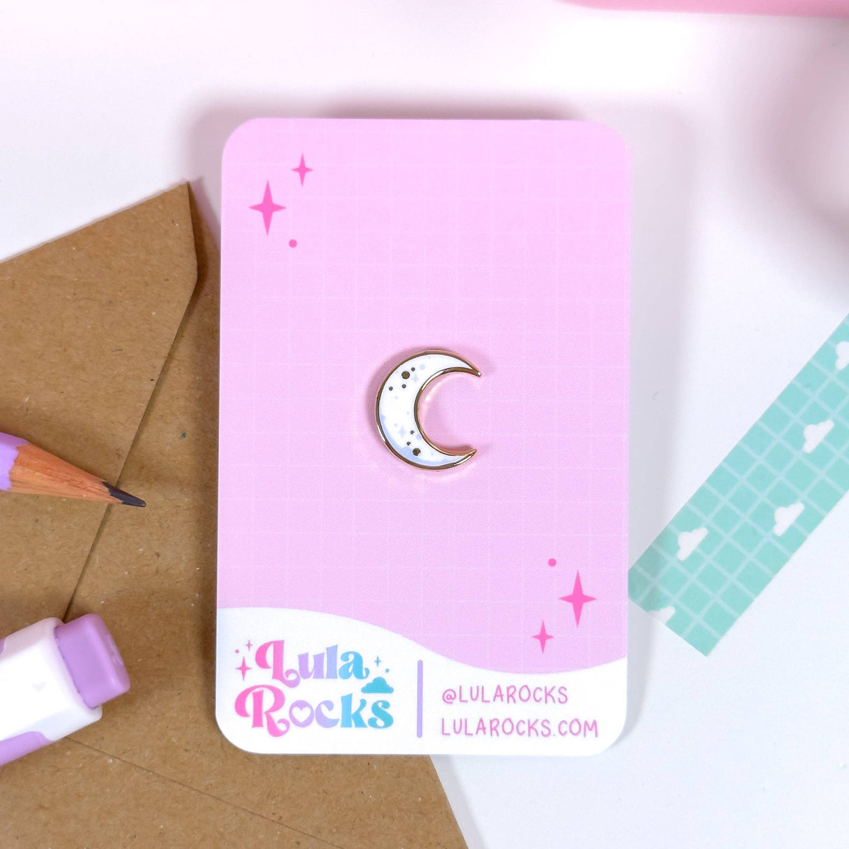 Kawaii White Moon Mini Enamel Pin