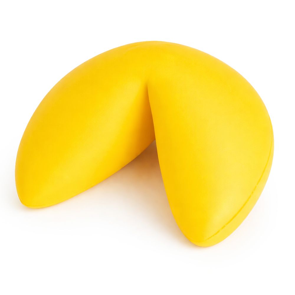 Yellow fortune cookie squishy toy, jumbo slow-rise sensory fidget toy, novelty shape