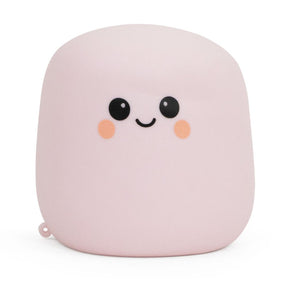 Pink Big Squij Marshmallow squishy toy with a smiling face, standing alone