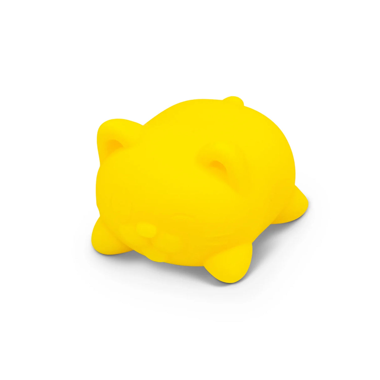 Yellow Candy Cats scented squishy stress toy shown from the front showing rounded body shape