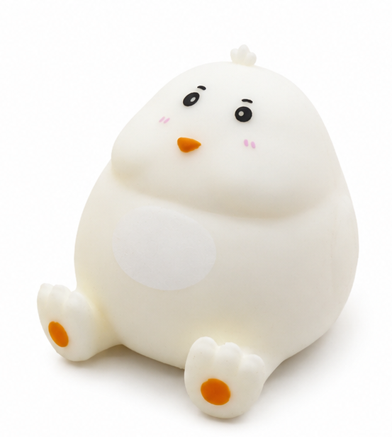 White chonky chick squishy stress toy, kawaii sensory squeeze toy
