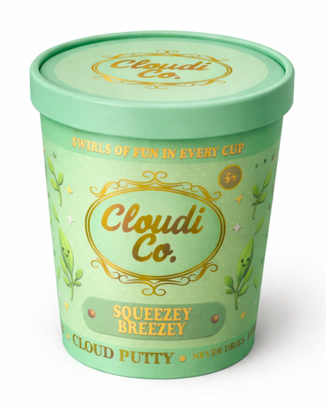 Green Squeezey Breezey Cloudi Co Cloud Putty scented sensory putty tub