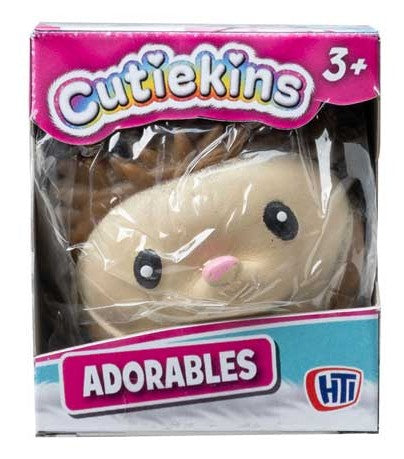 Cutiekins Adorables hedgehog squish and stretch sensory toy shown boxed