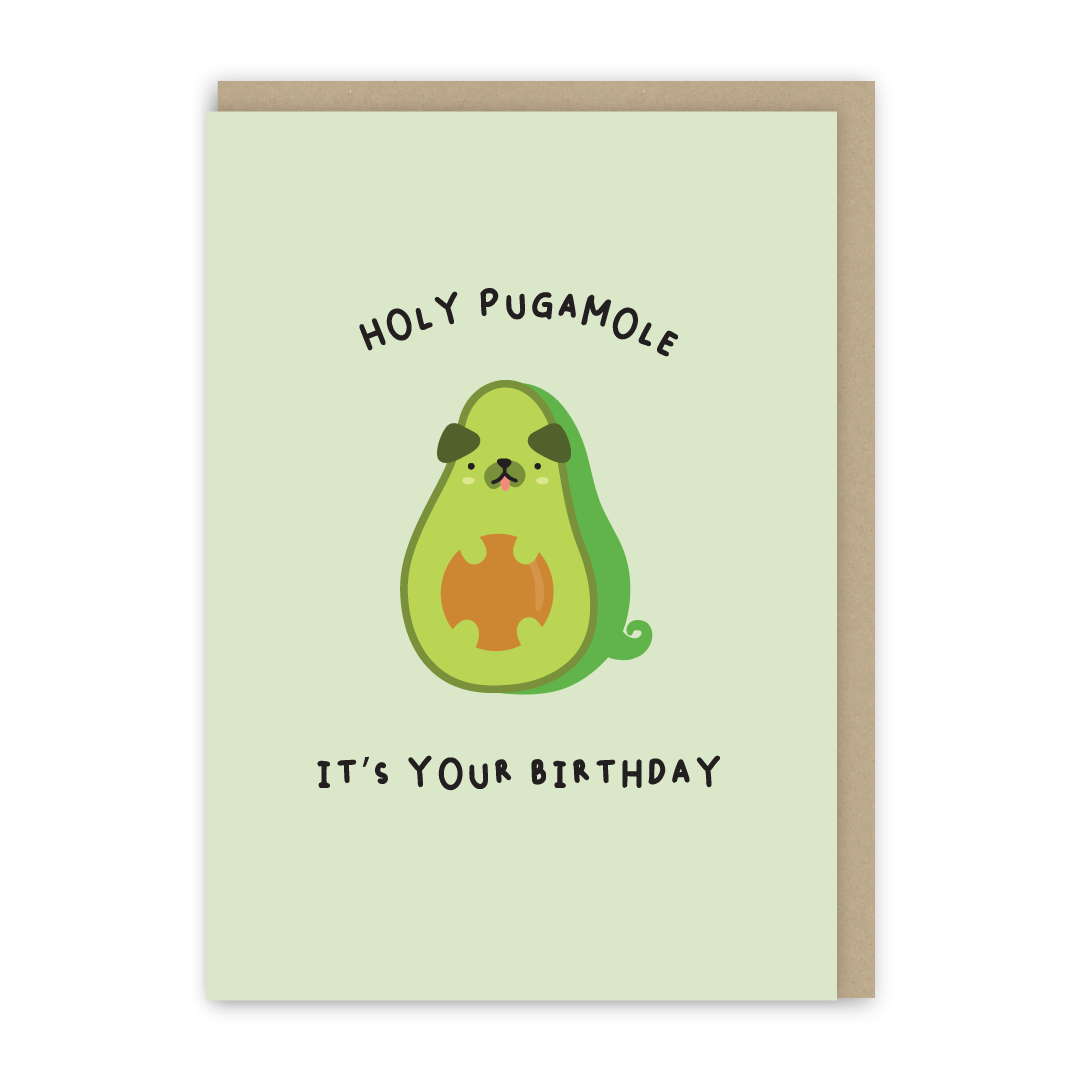 Holy Pugamole Mini Birthday Card