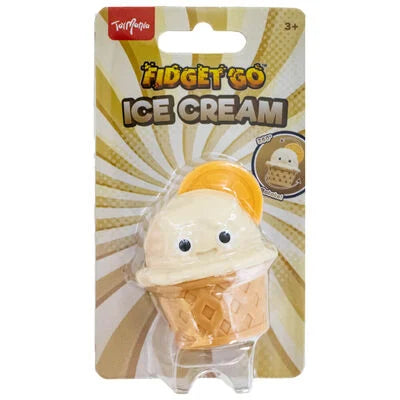 Toy Fidget Go Ice Cream by TapyPhoria in its original blister card packaging, featuring a cute ice cream cone character with a smiling face.