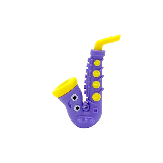 Fidget Go Saxophone fidget toy, purple and yellow, sensory fidget