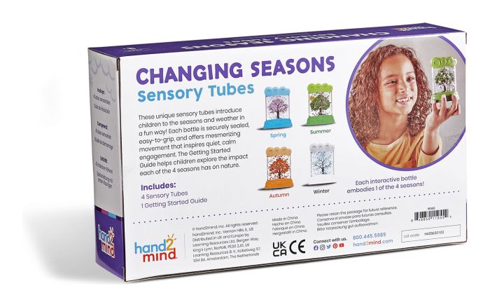 hand2mind Changing Seasons Sensory Tubes box back packaging