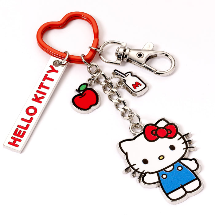 Hello Kitty and Friends Hello Kitty Keyring with Charms, angled view, red heart ring