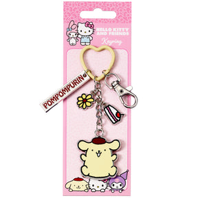 Hello Kitty and Friends Pompompurin Keyring with Charms on official backing card