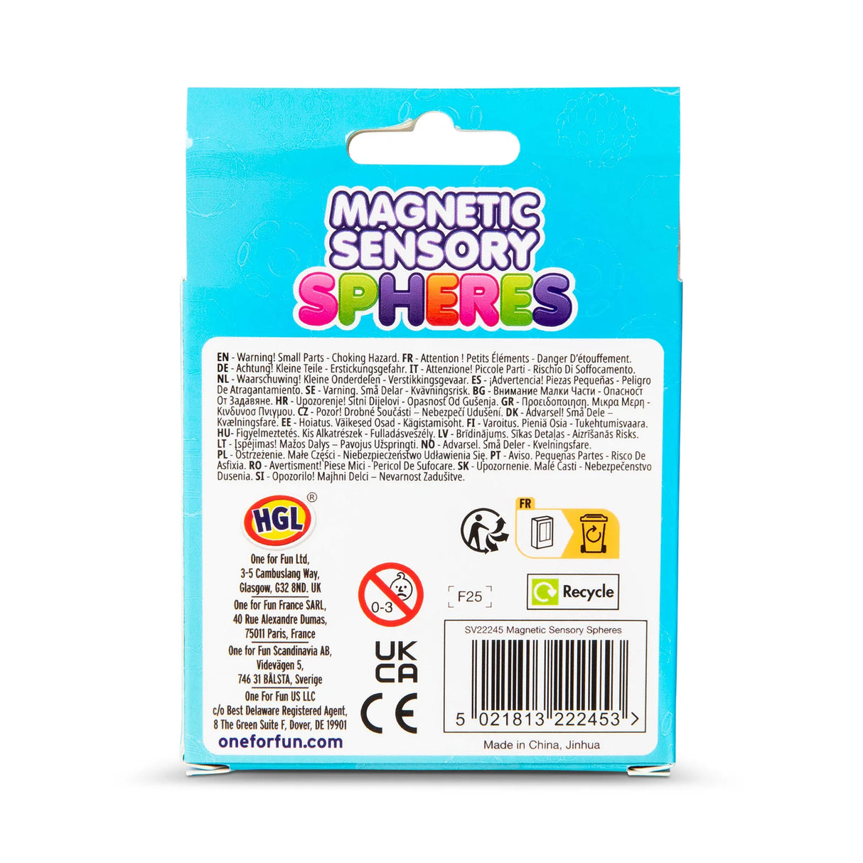 HGL Magnetic Sensory Spheres box back packaging blue