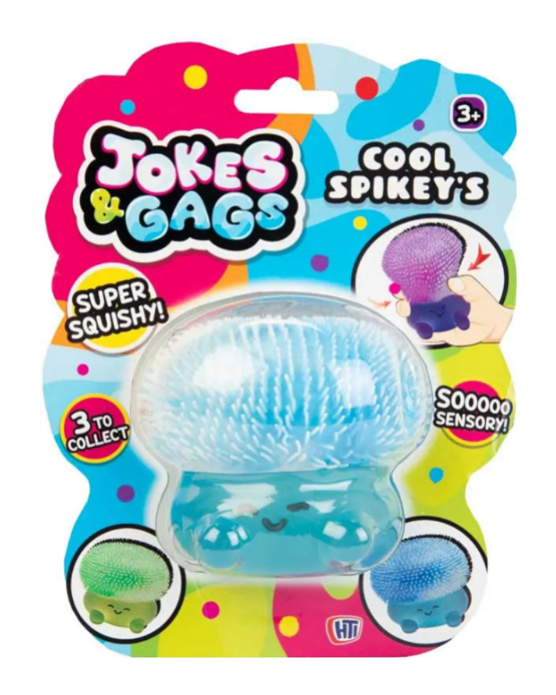 HTi Jokes & Gags Cool Spikey's blue squishy sensory fidget toy, spiky texture