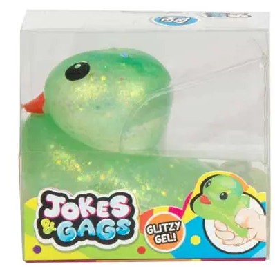 HTi Jokes & Gags Dazzling Duck green glitter gel sensory squeeze toy