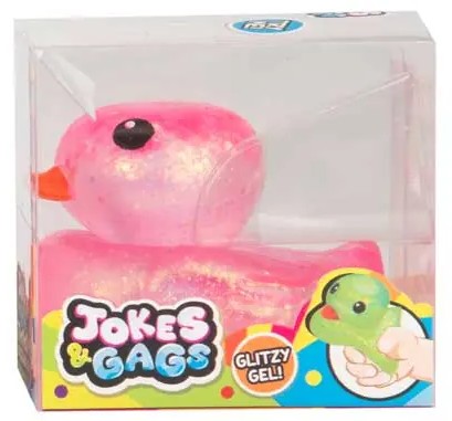 HTi Jokes & Gags Dazzling Duck pink glitter gel sensory squeeze toy