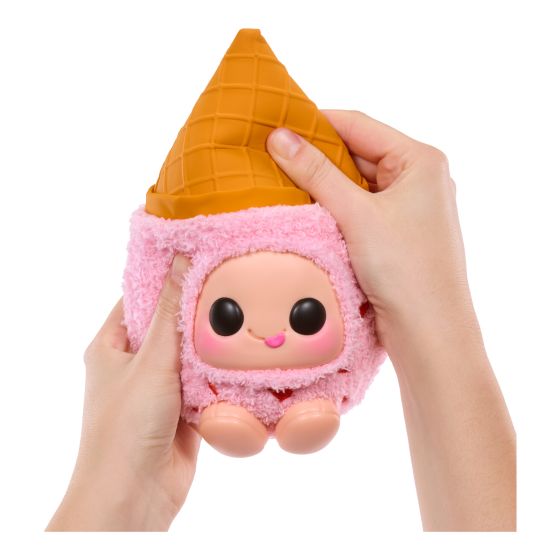 Hyojo Breyers Ice Cream strawberry pink collectible plush held in two hands