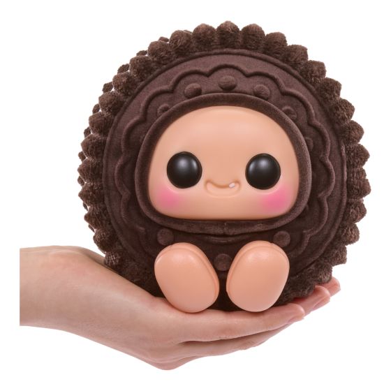 Hyojo Cookie Sandwich Chocolate plush collectible held in one hand, size reference