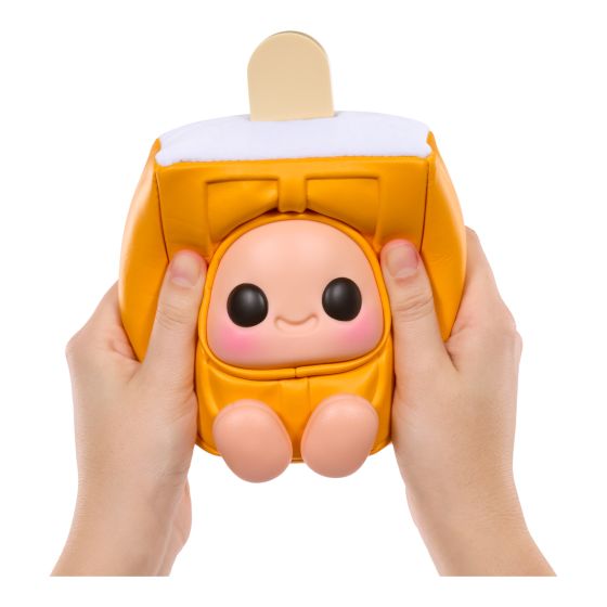 Hyojo Creamsicle orange collectible plush squeezed in two hands