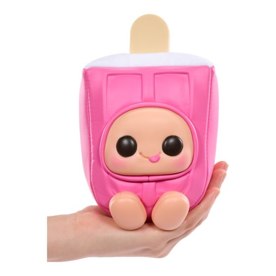 Hyojo Creamsicle pink collectible plush held in one hand, size reference