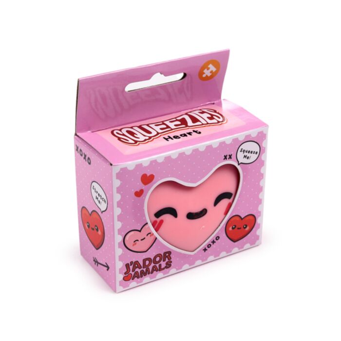 J'adoramals Squeezie Heart pink, front of retail packaging, kawaii heart design
