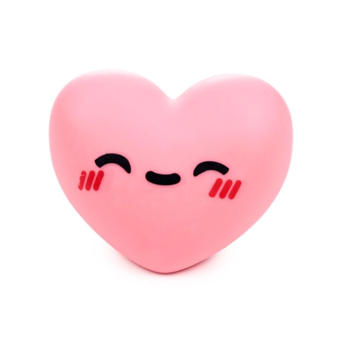 J'adoramals Squeezie Heart pink kawaii squishy stress toy, blushing face