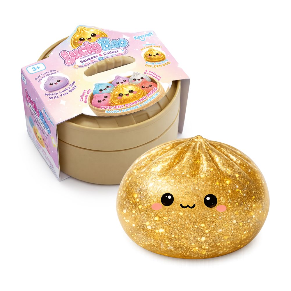 Keycraft Lucky Bao rare gold glitter squishy dumpling with packaging