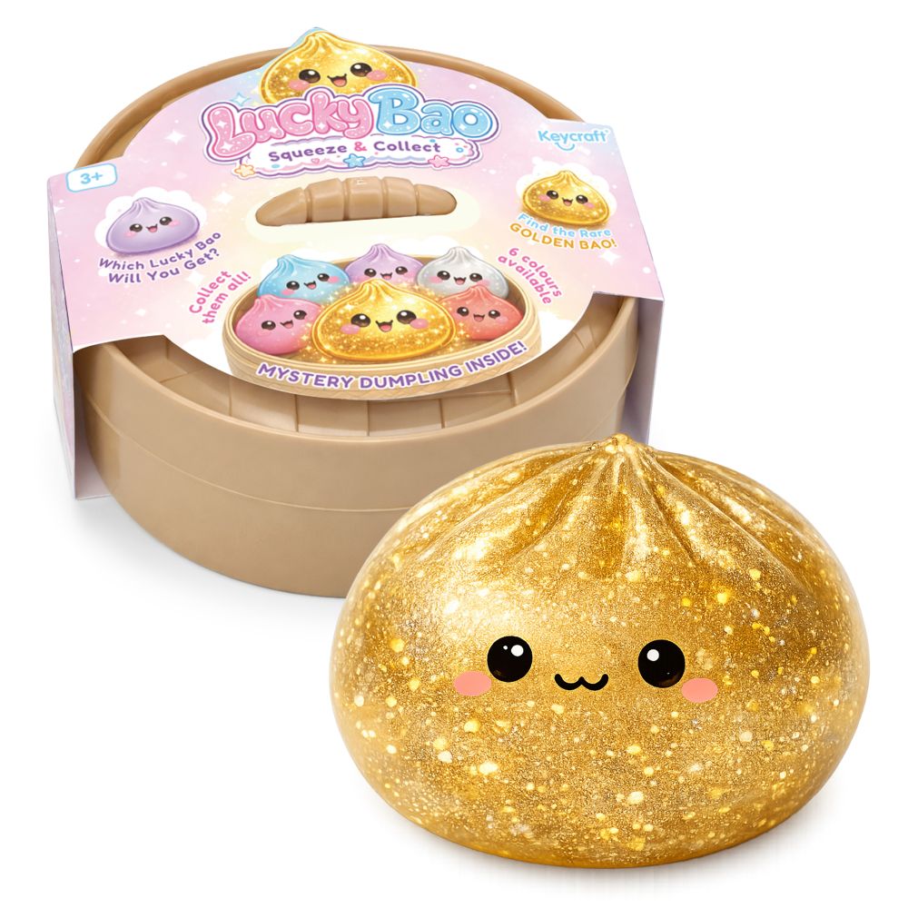 Keycraft Lucky Bao large rare gold glitter squishy dumpling with packaging