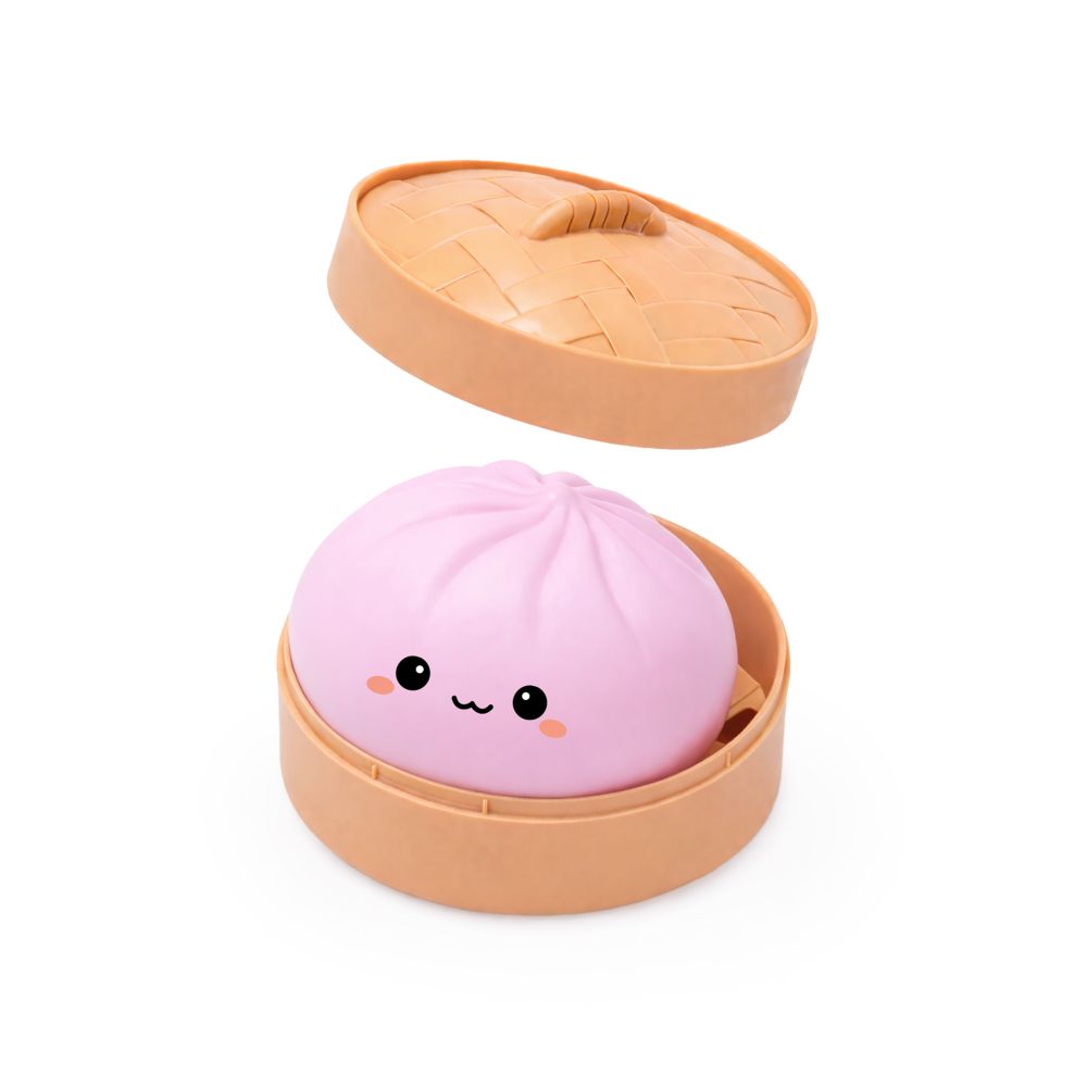 Keycraft Lucky Bao lilac squishy dumpling sensory fidget toy in steamer