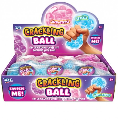 KTL Crackling Ball pink blue ASMR squish sensory fidget toy display box