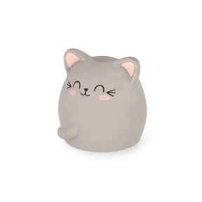 Legami Meow eraser shaped like a grey cat with curled tail on a white background