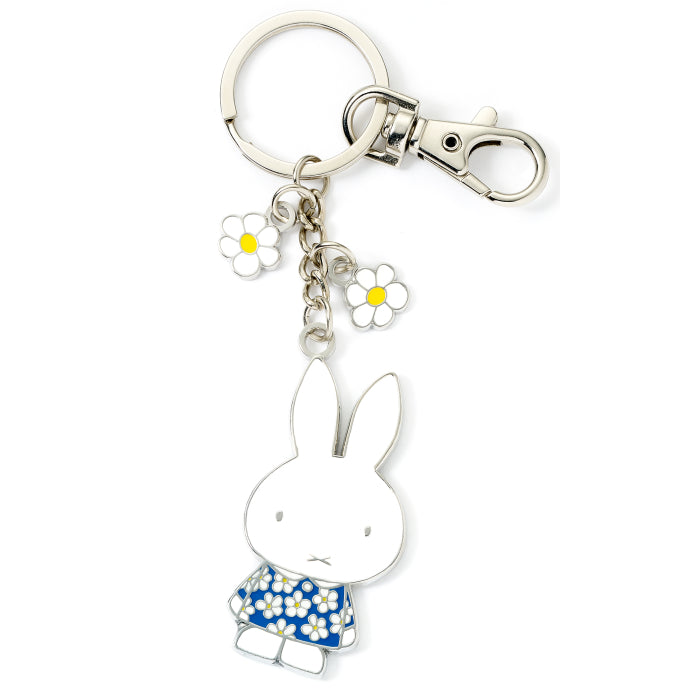 Official Miffy Daisy Chain Keyring, blue daisy dress, daisy charms, white background