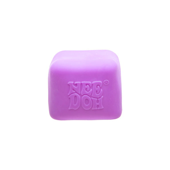 Purple Nee Doh Nice Cube Glow squish cube on white background