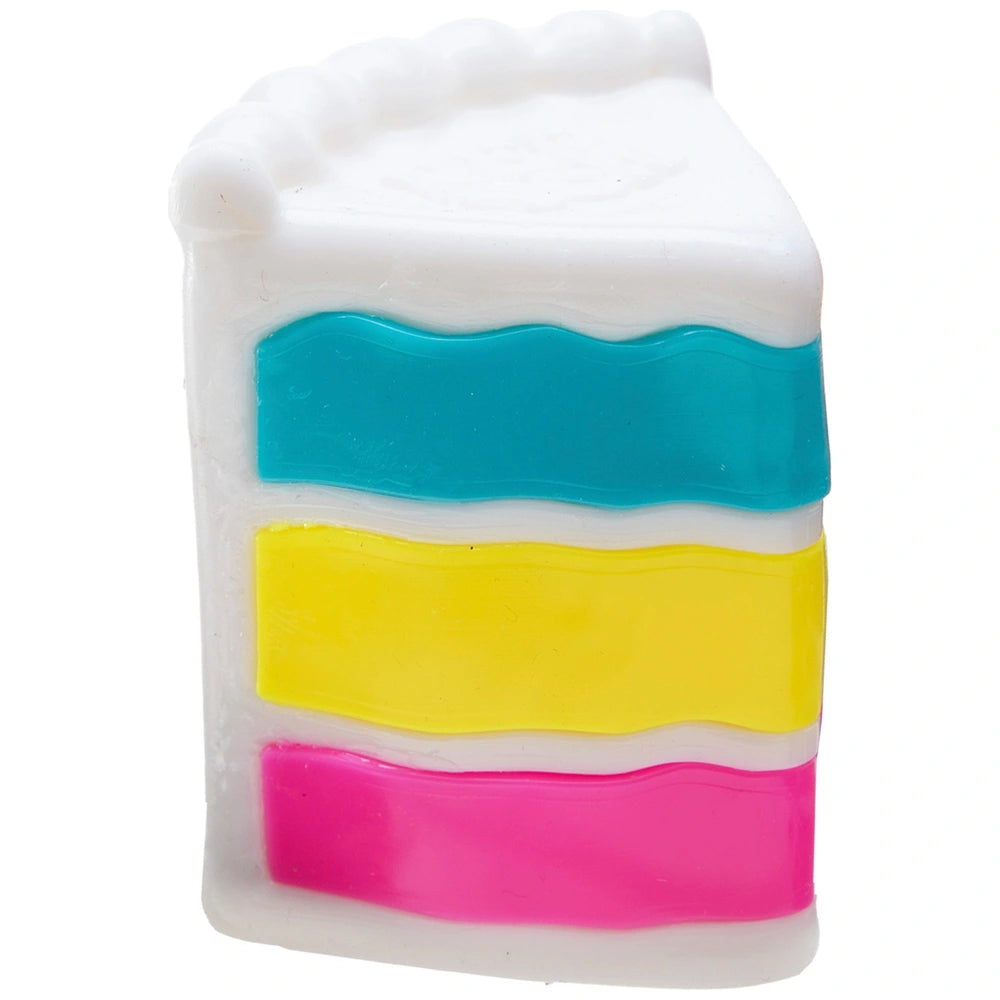 Nee Doh Peace O' Cake squishy cake slice, teal yellow pink layered sensory toy