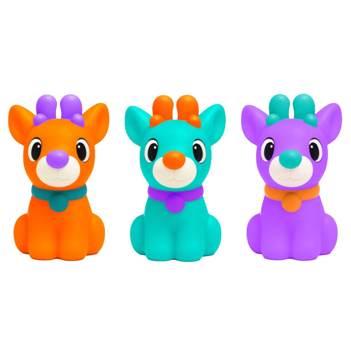 Nee Doh Squisher the Reindoh squishy reindeer sensory toy, orange teal purple