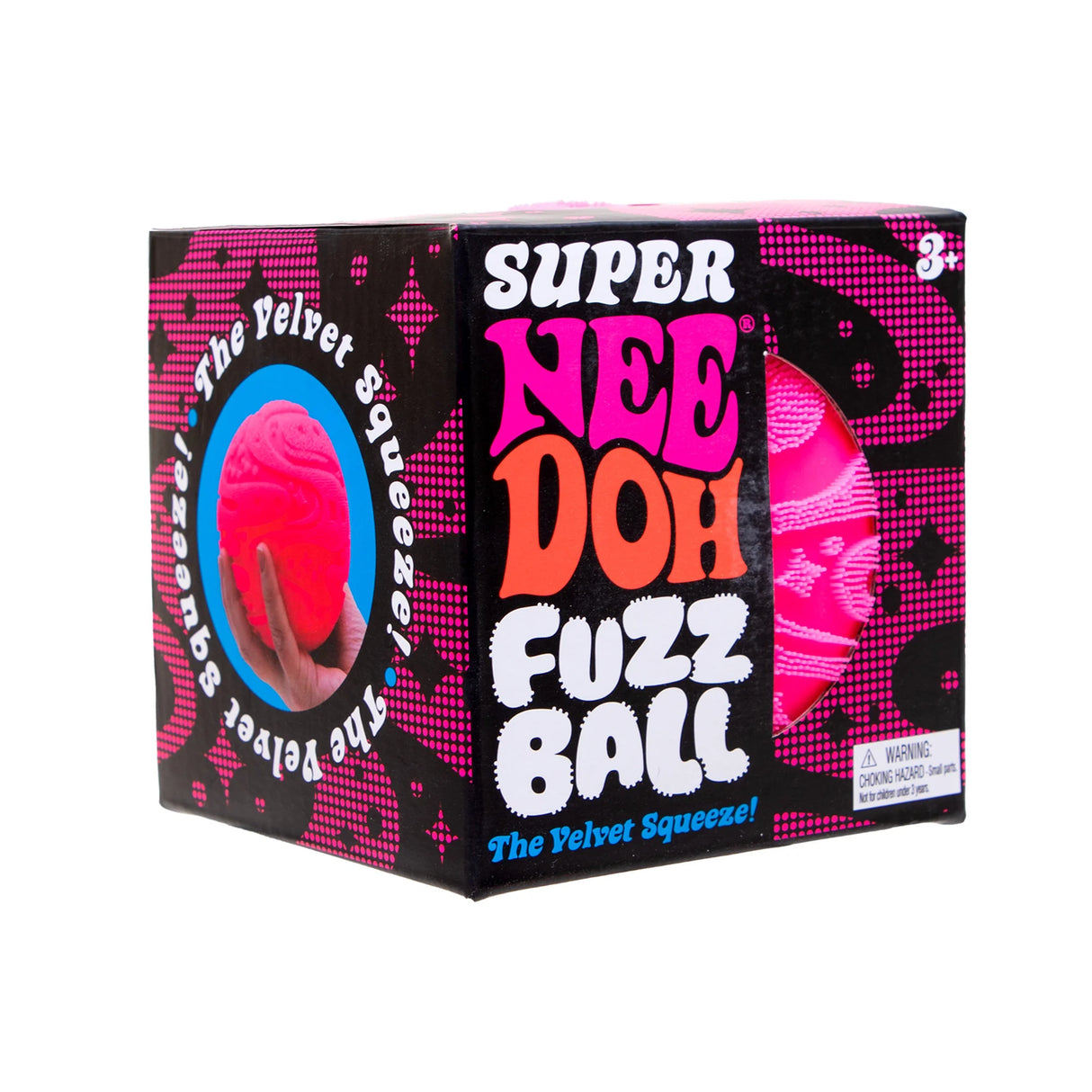 NeeDoh Super Fuzz Ball pink packaging, squishy fidget toy