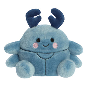 Palm Pals agatha beetle plush facing forward showing embroidered pink cheeks and navy antlers