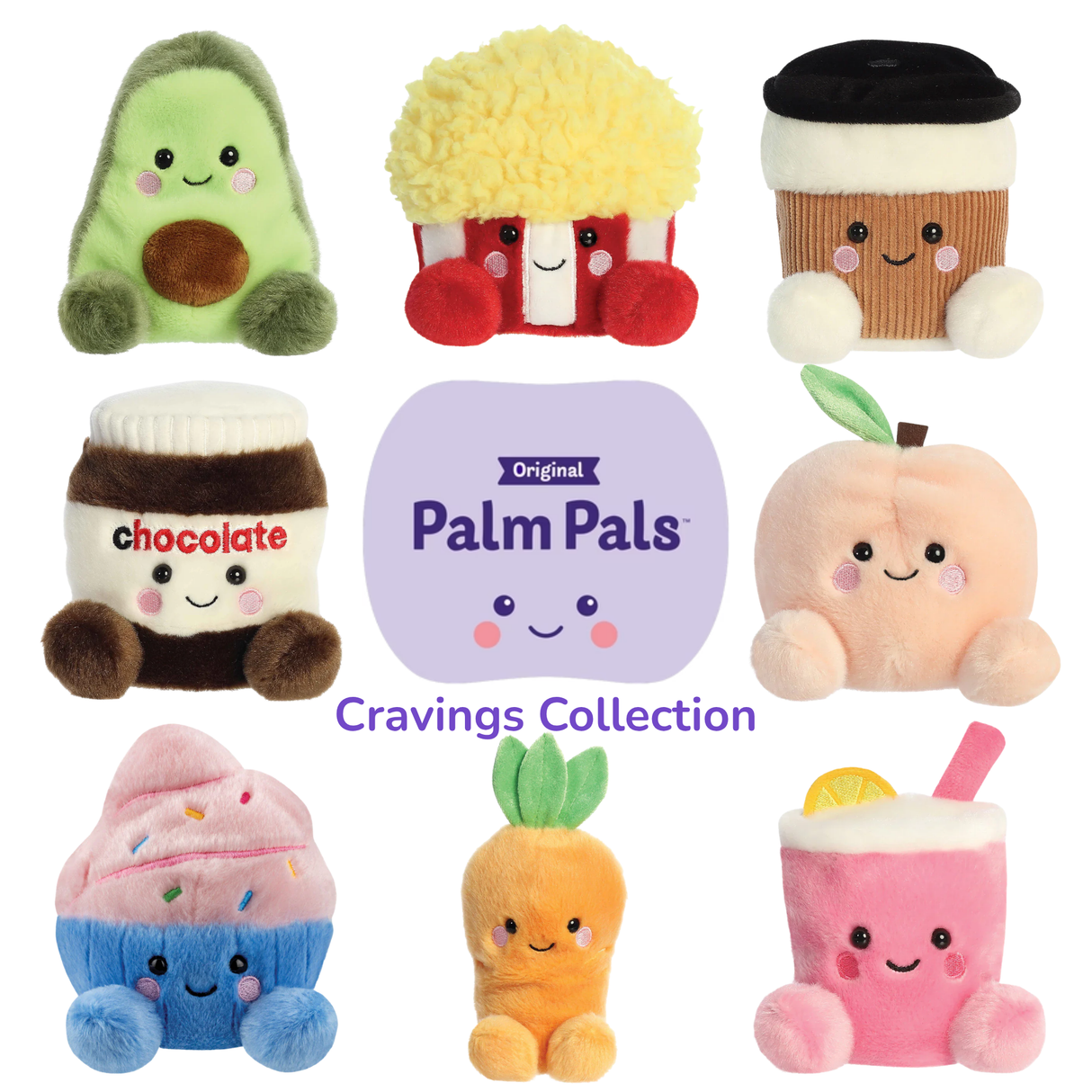 Aurora Palm Pals Cravings Collection plush food characters group shot