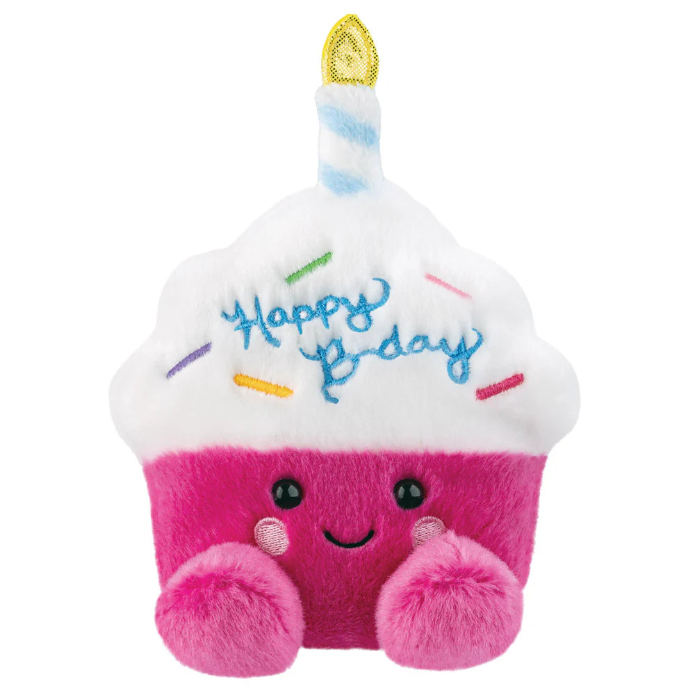 Aurora Palm Pals Sparkle Birthday Cupcake pink white plush collectible