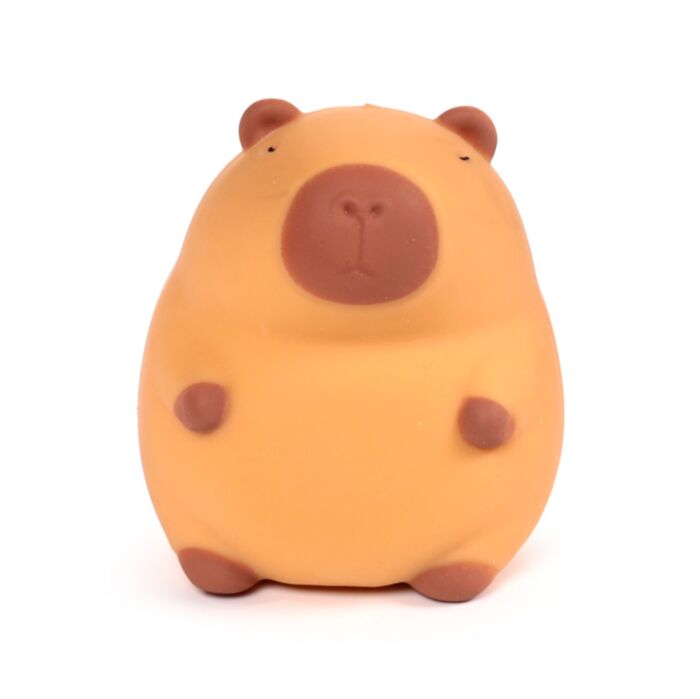 Puckator Stretchies Capybara orange sand-filled stretch toy, front view