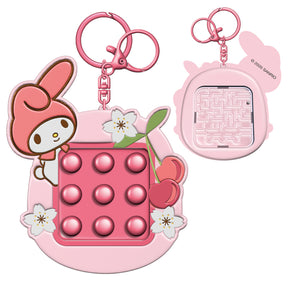 Sanrio My Melody pink bubble wrap fidget keychain with maze reverse, kawaii sensory toy