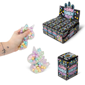Scrunchems ASMR Rainbow Unicorn pearl bead squishy sensory fidget toy with display box