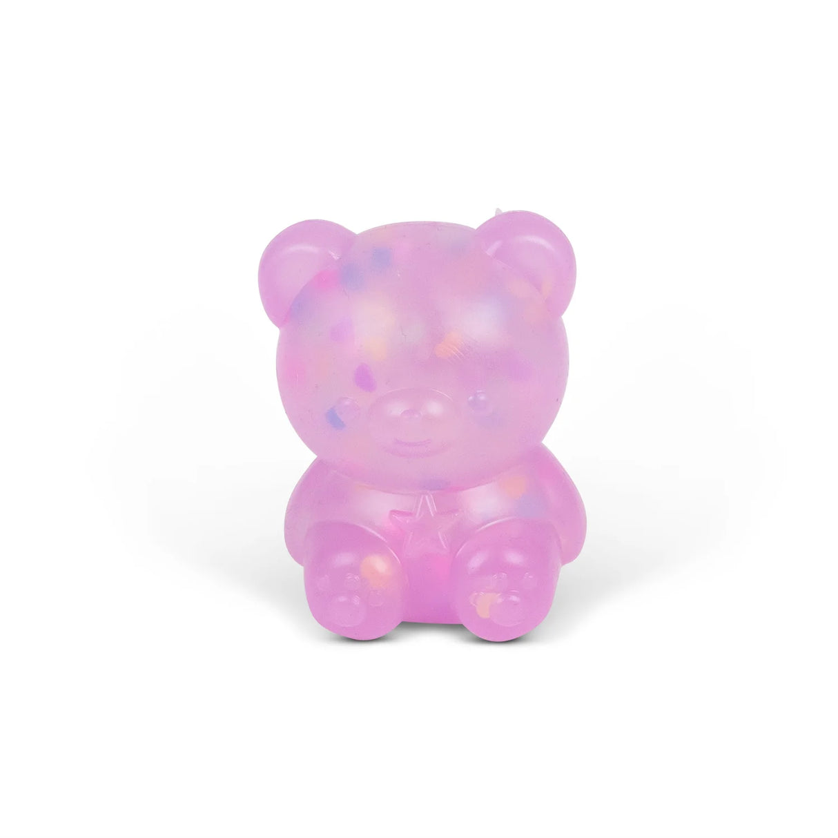 Purple Scrunchems Kind Heart Squish Bear with confetti fill on a white background