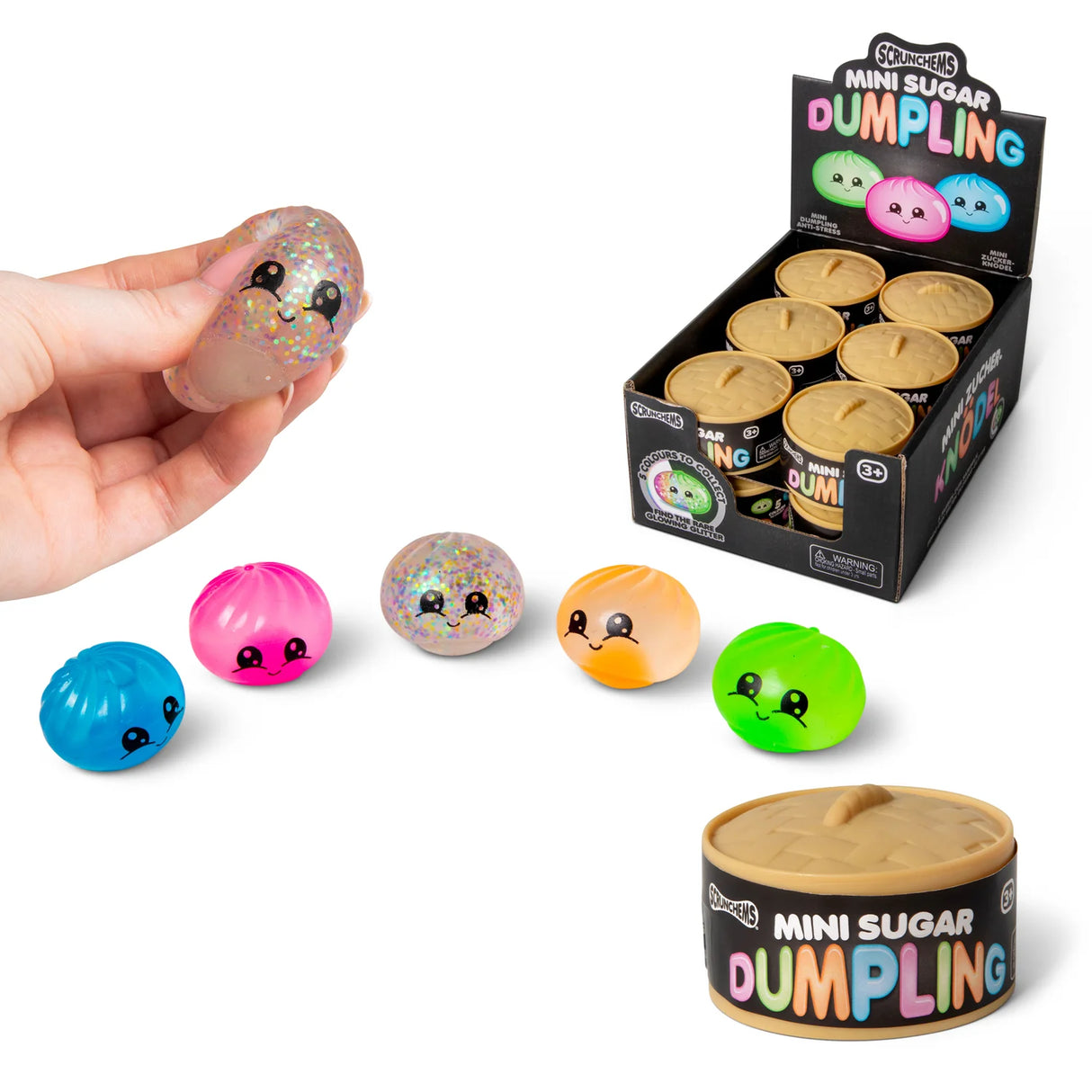 Scrunchems Mini Sugar Dumpling kawaii squishy fidget toys all colours with display box