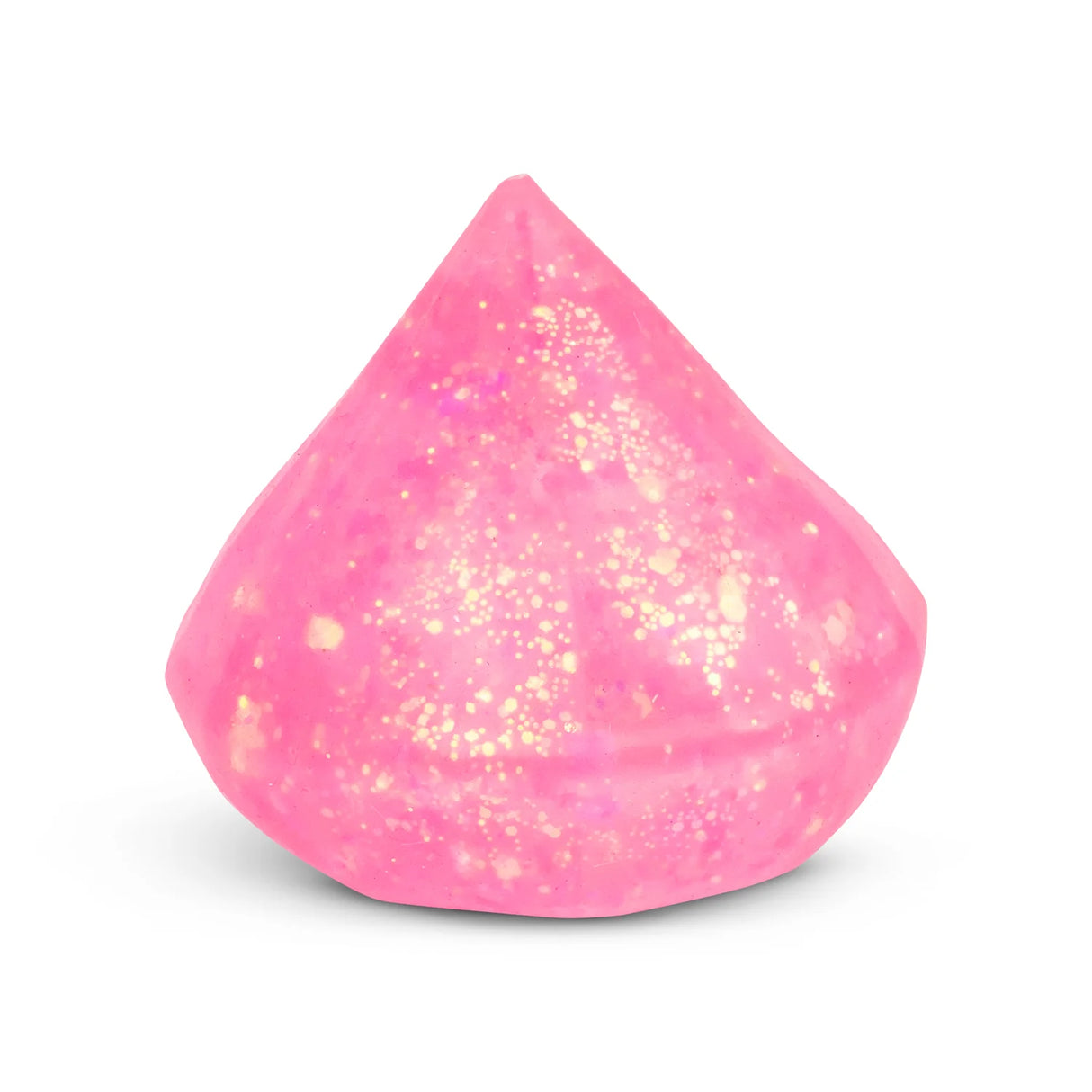 Pink glitter Scrunchems Sugar Diamond squishy in diamond shape isolated on white background