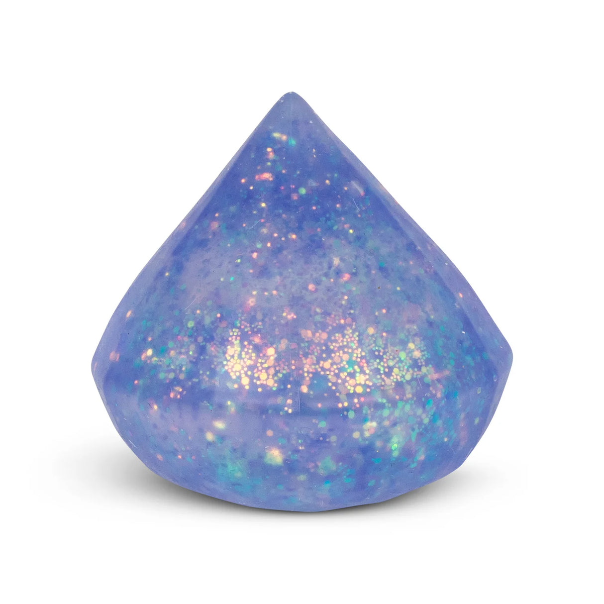 Purple holographic glitter Scrunchems Sugar Diamond squishy in diamond shape isolated on white background