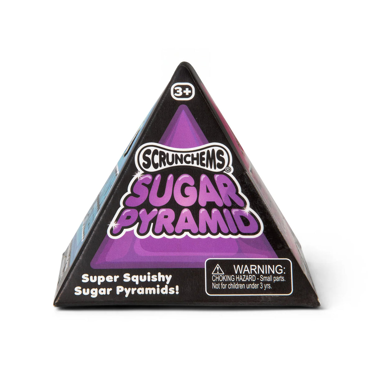 Scrunchems Sugar Pyramid box front label reading Super Squishy Sugar Pyramids