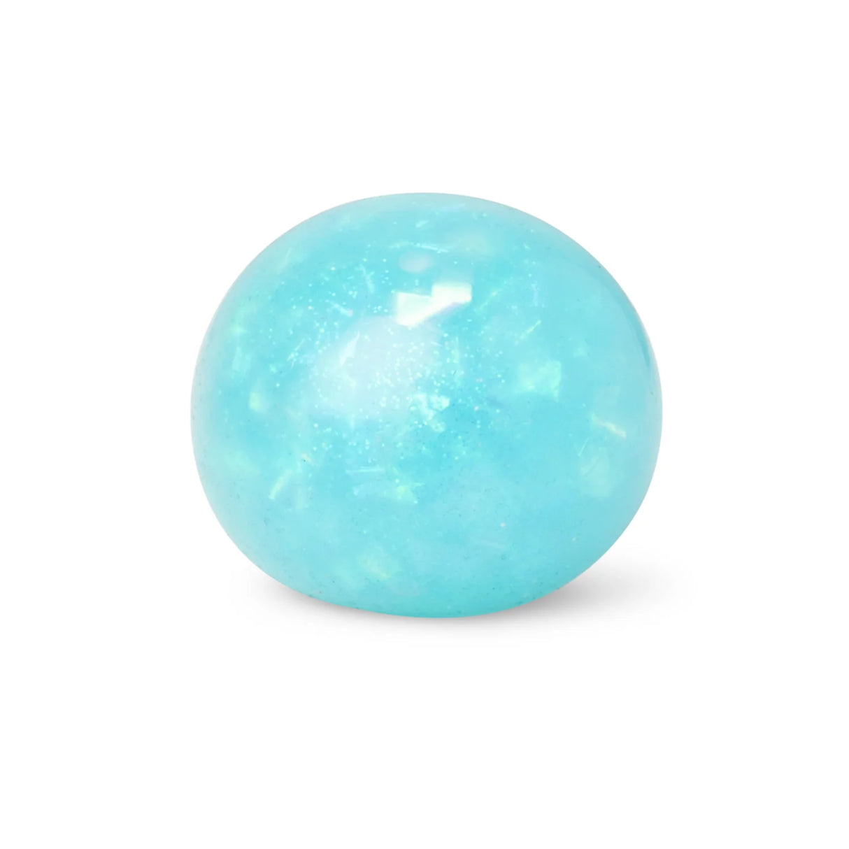 Blue iridescent glitter Scrunchems Sparkly Squish Ball on white background