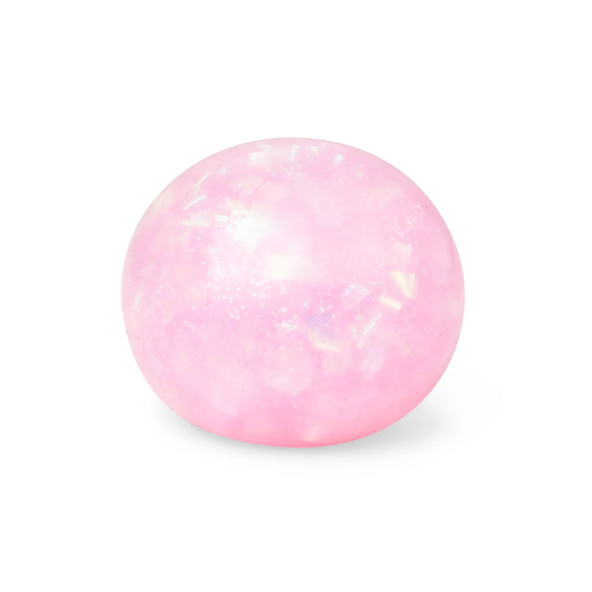 Pink iridescent glitter Scrunchems Sparkly Squish Ball on white background