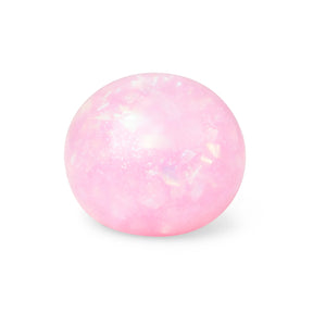 Pink iridescent glitter Scrunchems Sparkly Squish Ball on white background