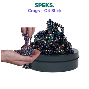 Speks Crags Oil Slick magnetic fidget putty held in hand