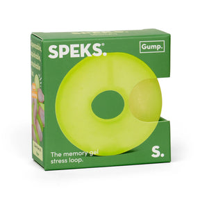 Algae Speks Gump Loop memory gel stress ring packaging, fidget toy