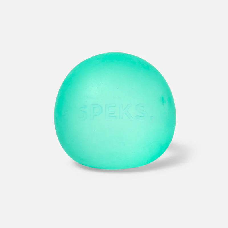 Single teal Speks Gump Original memory gel stress ball on a white background